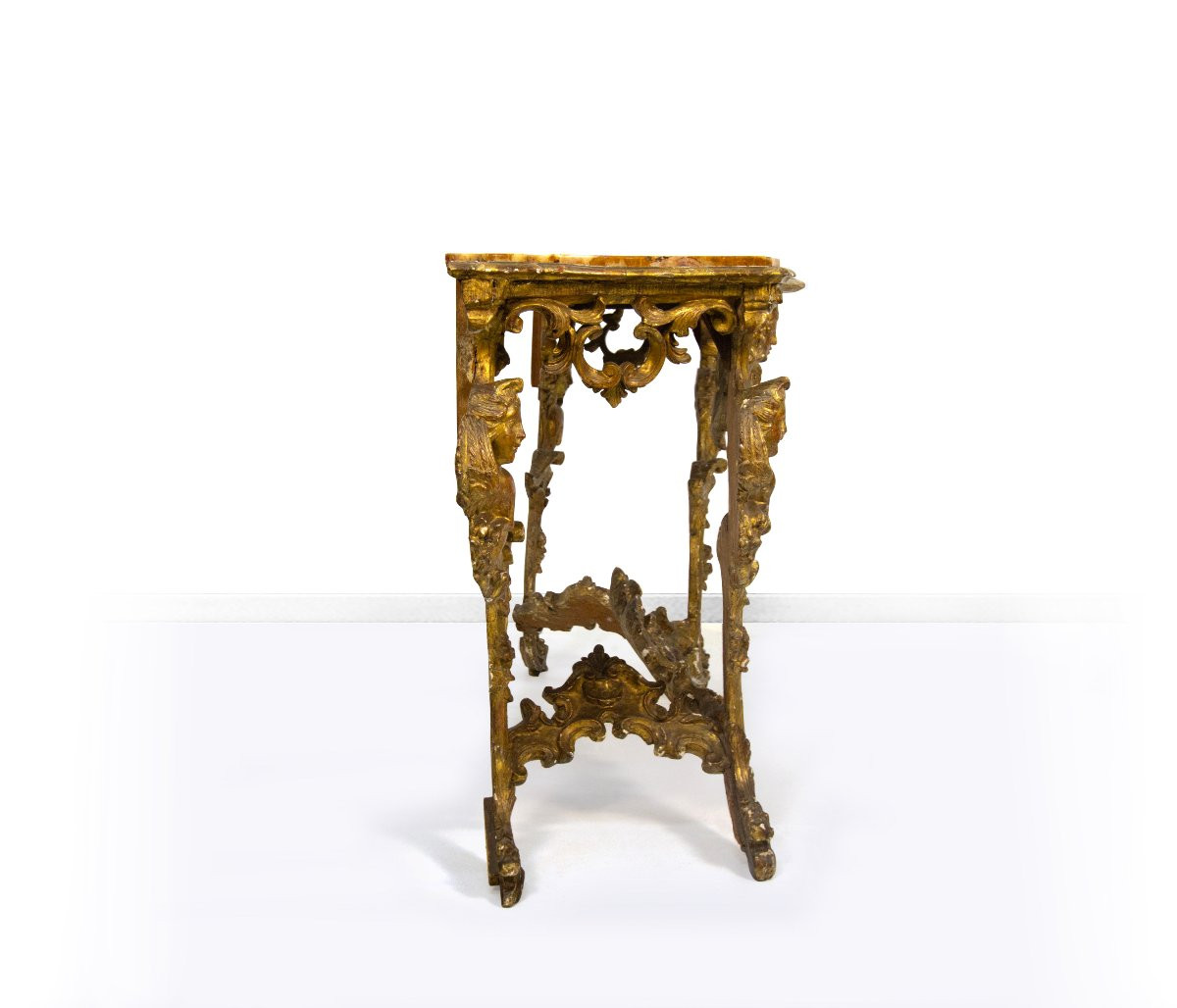 A Carved And Gilded Wooden Console Table, 18th Century-photo-4