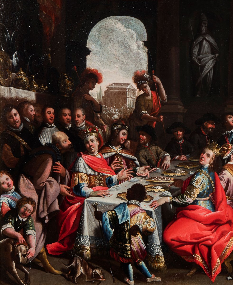 Barbelli Gian Giacomo (1604-1656) "the Wedding Feast Of Esther And Ahasuerus"-photo-3