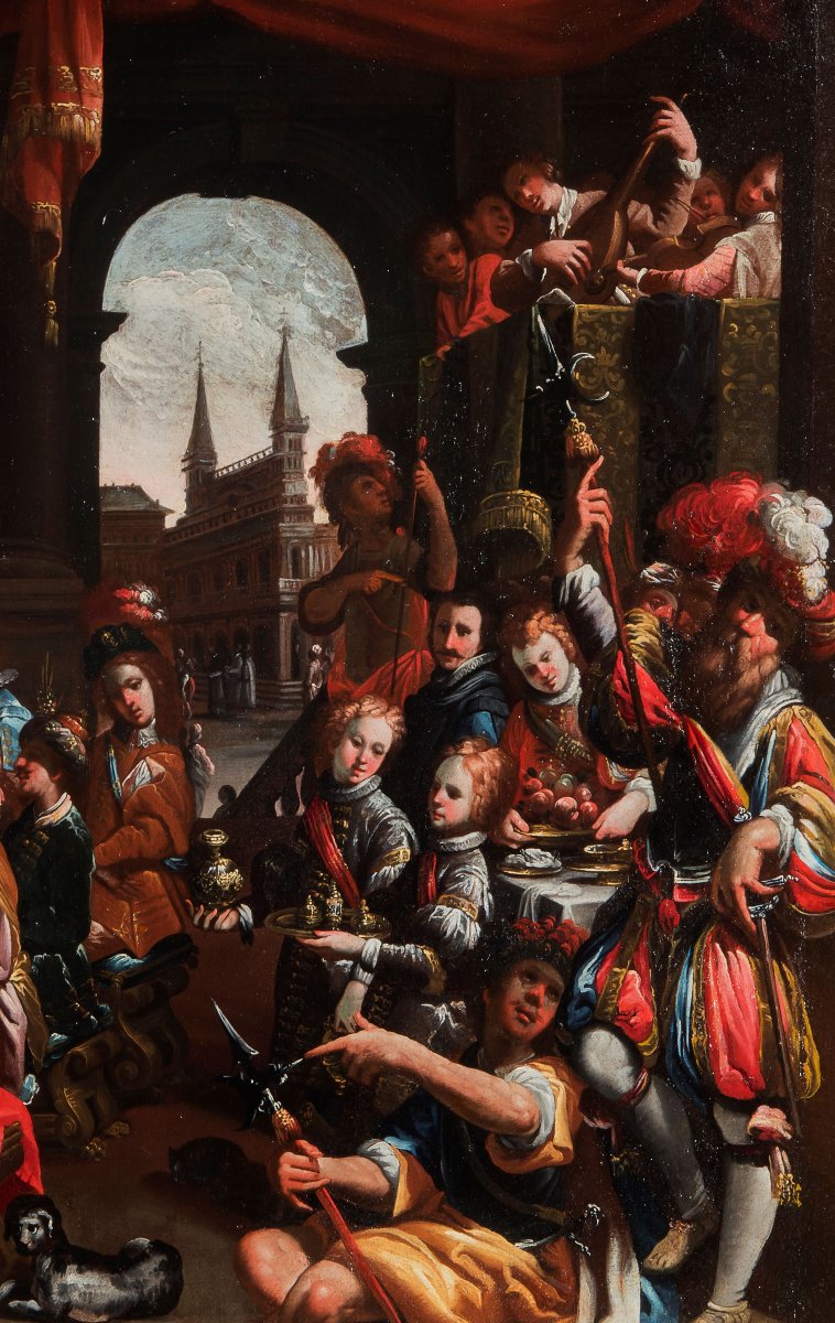Barbelli Gian Giacomo (1604-1656) "the Wedding Feast Of Esther And Ahasuerus"-photo-4