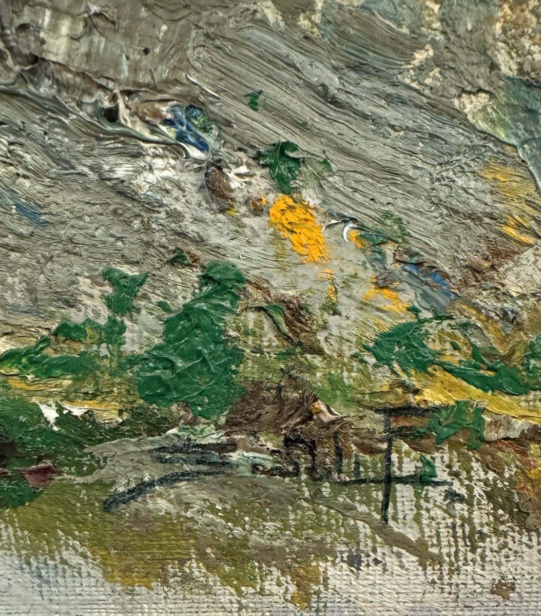 Pacifico Sidoli (1868 - 1963) "landscape With Farmhouses And Trees"-photo-3