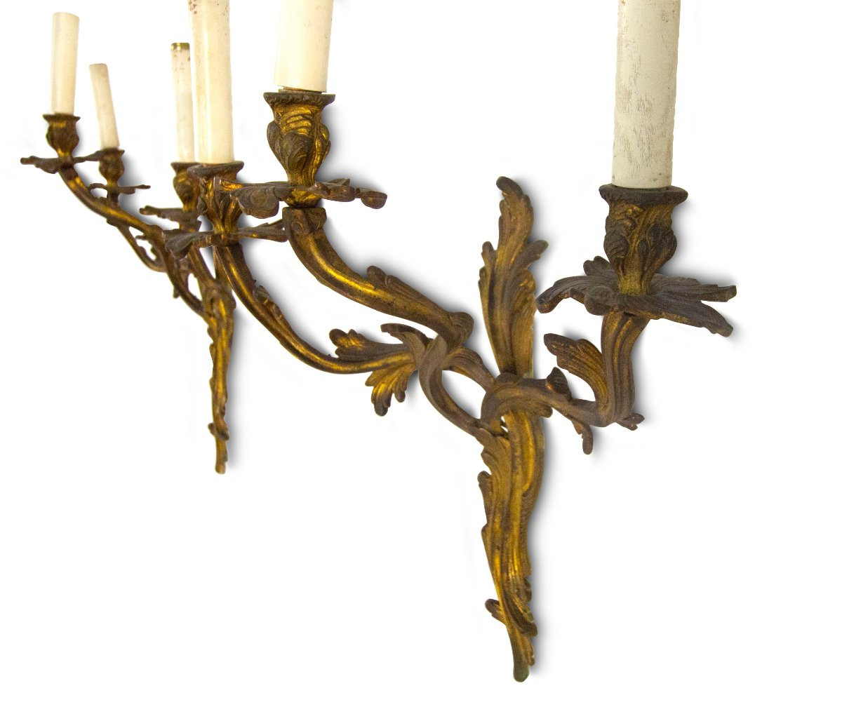 Paire d'appliques murales en bronze doré de style Louis XV-photo-2