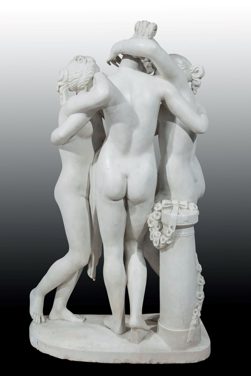 Italian Sculptor Of The Late 19th Century The Three Graces (after Antonio Canova)-photo-3