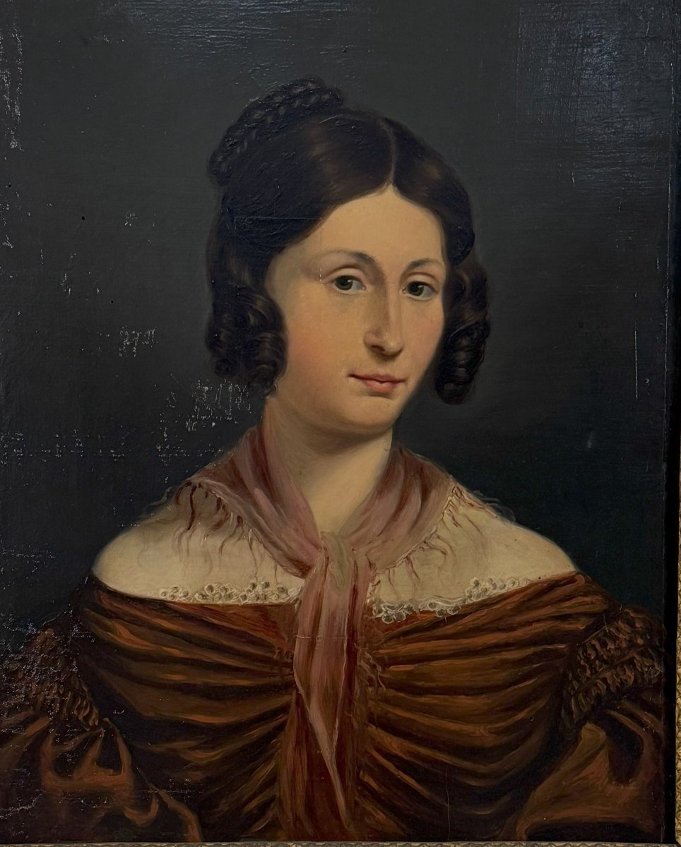 Anonyme du premier quart du XIXe siècle, "Portrait de dame"-photo-2