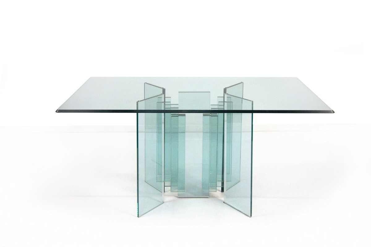 Italian Glassworks, Clear Crystal Console, 20th Century,-photo-3