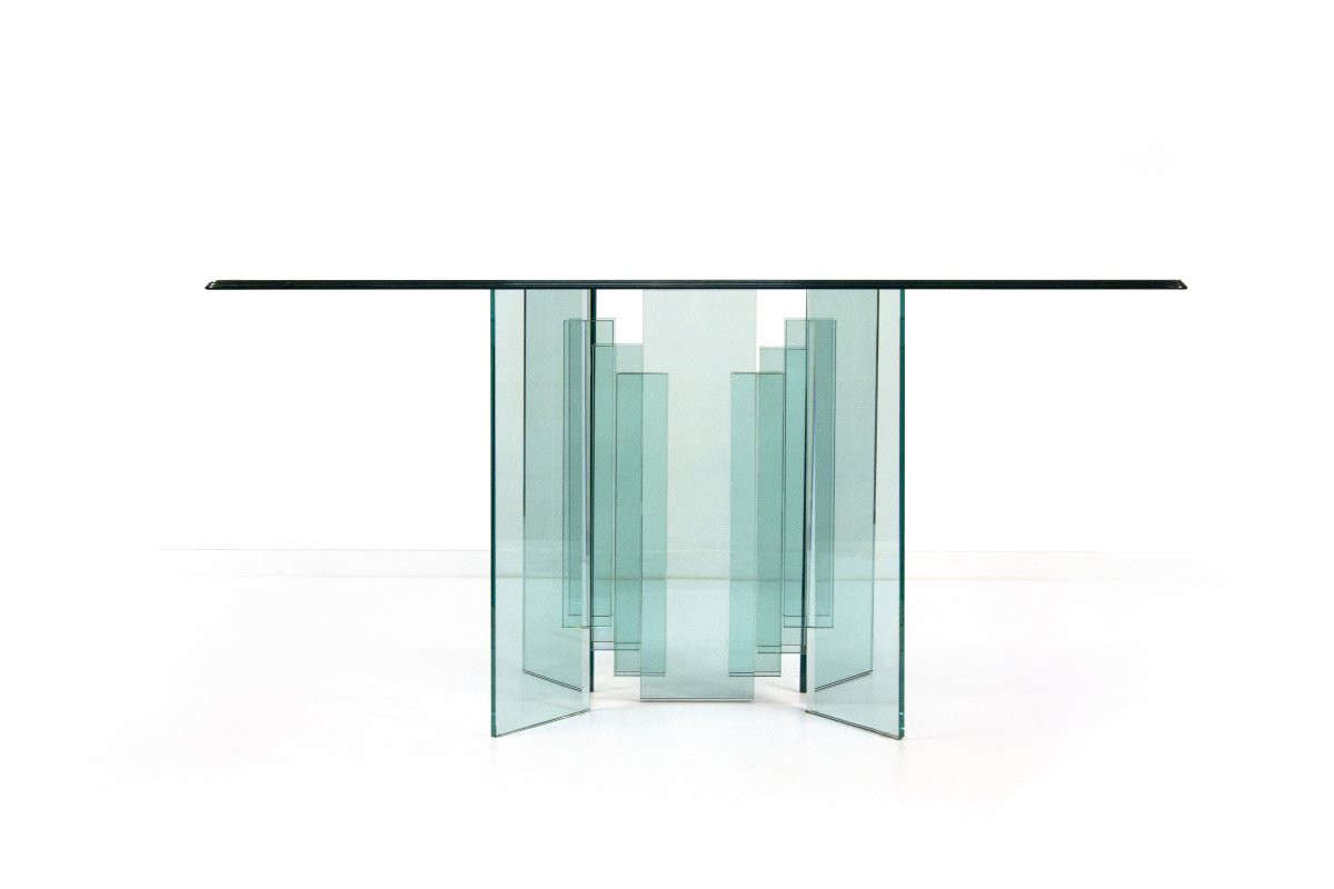 Italian Glassworks, Clear Crystal Console, 20th Century,-photo-4