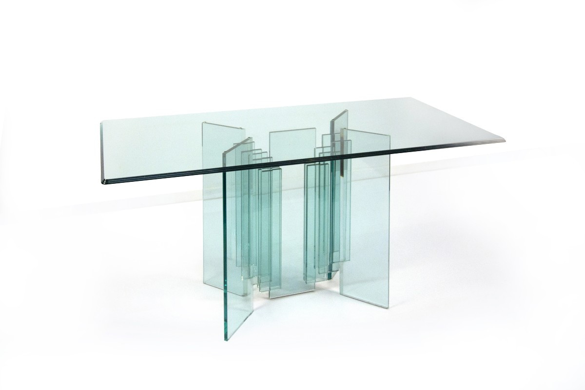 Italian Glassworks, Clear Crystal Console, 20th Century,