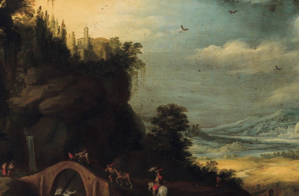 Paul Brill -  École de   - Paysage fluvial avec voyageurs-photo-2