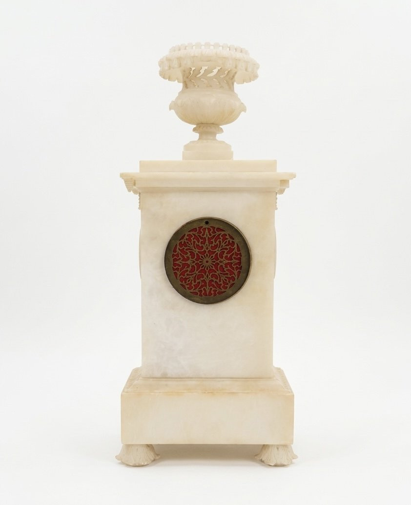 Alabaster Table Clock, First Half Of The 19th Century, France-photo-3