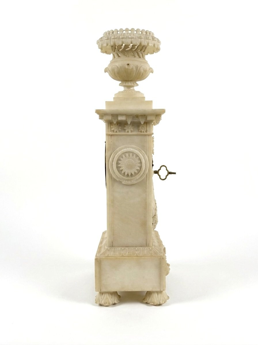 Alabaster Table Clock, First Half Of The 19th Century, France-photo-4