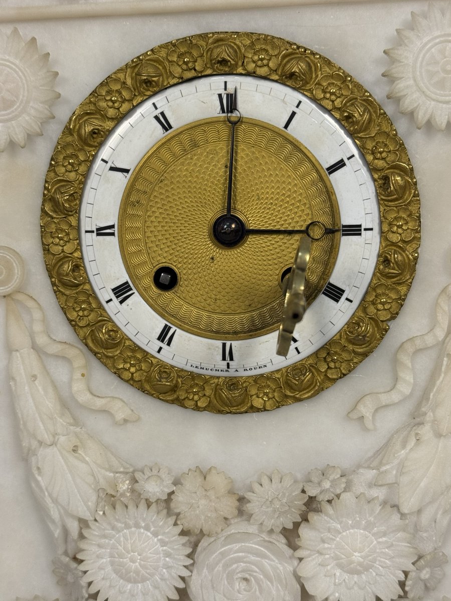 Alabaster Table Clock, First Half Of The 19th Century, France-photo-1
