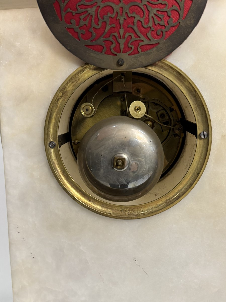 Alabaster Table Clock, First Half Of The 19th Century, France-photo-3