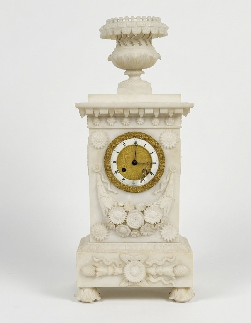Alabaster Table Clock, First Half Of The 19th Century, France