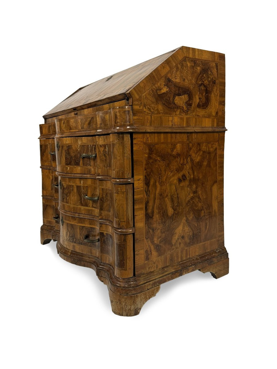 Commode à abattants en placage de loupe de noyer, Vénétie - Ferrare, milieu du XVIIIe siècle-photo-3