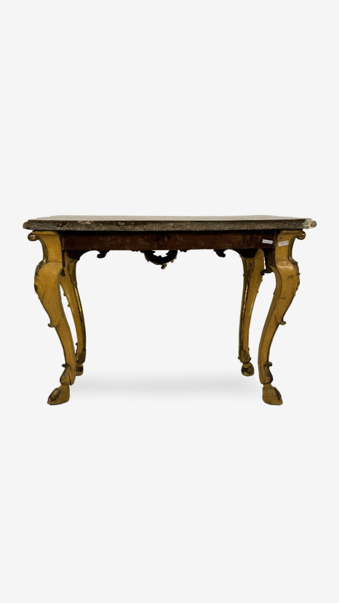 Console en bois sculpté, laqué et doré, XVIIIe siècle-photo-1