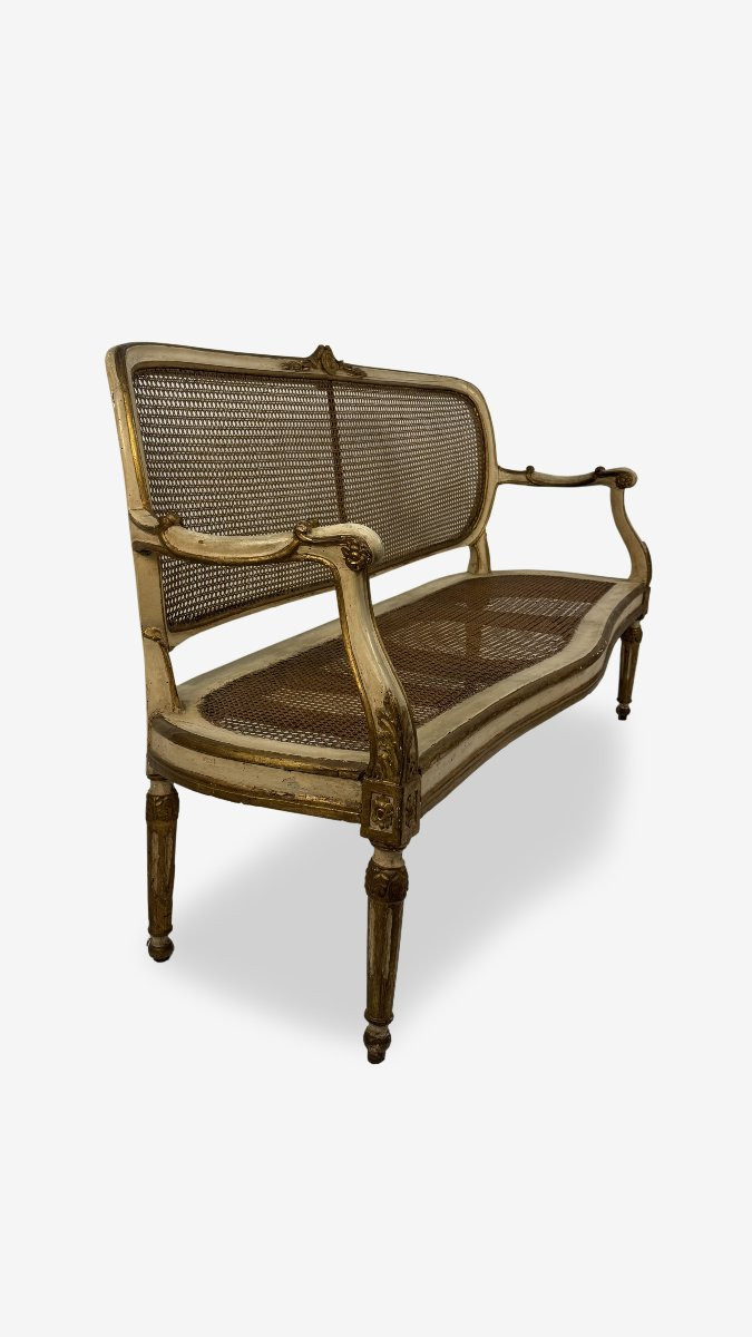 Lacquered And Gilded Wooden Sofa, Late 18th Century-photo-3