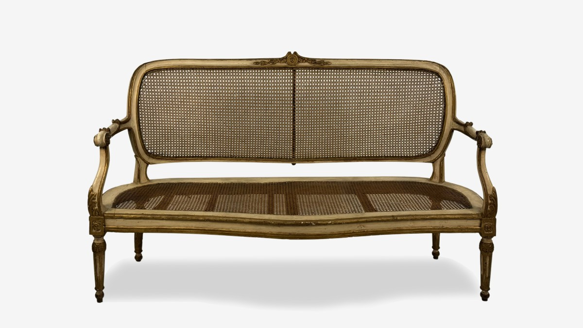 Lacquered And Gilded Wooden Sofa, Late 18th Century
