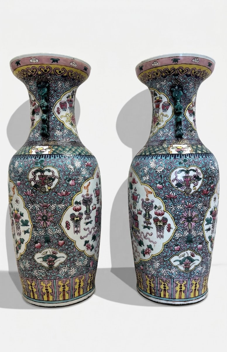 Paire de vases en porcelaine polychrome, Chine, XIXe siècle-photo-4