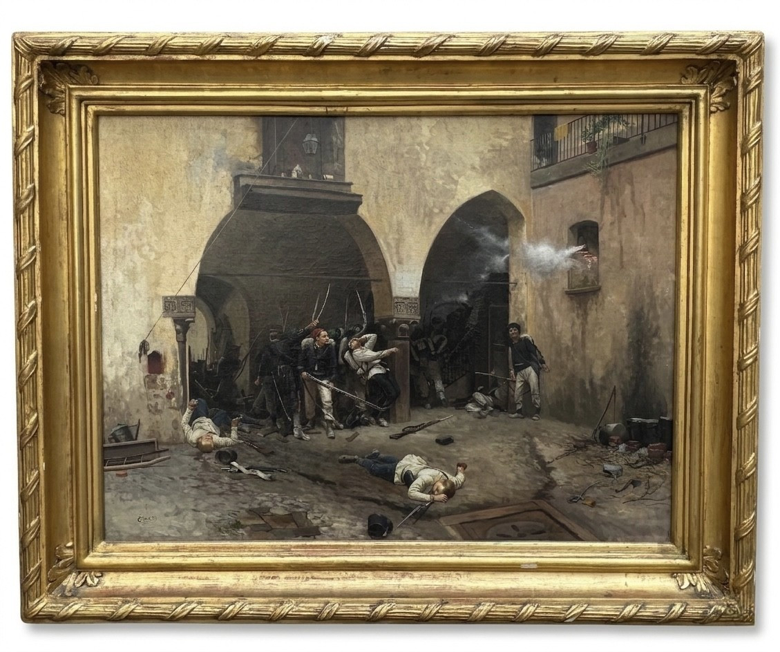 Camillo Corti (active In The Second Half Of The 19th Century) Soldiers Ambush In A Courtyard