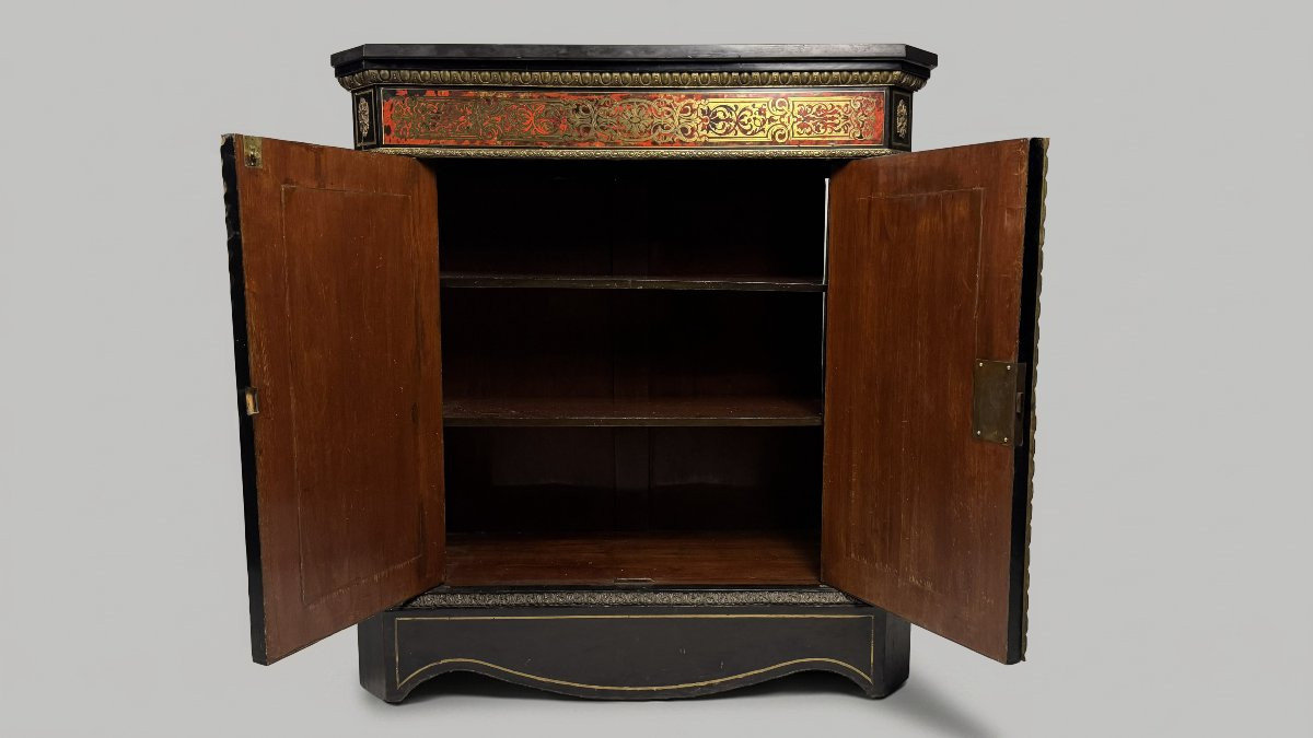 Sideboard With Tortoiseshell And Boulle-style Brass Inlay And Ebonized Wood, Late 19th Century-photo-4