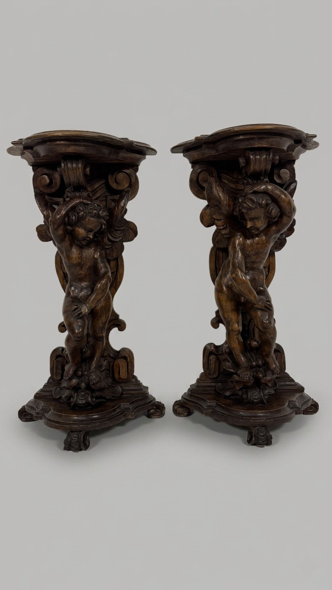 Pair Of Walnut Gueridons, 17th Century