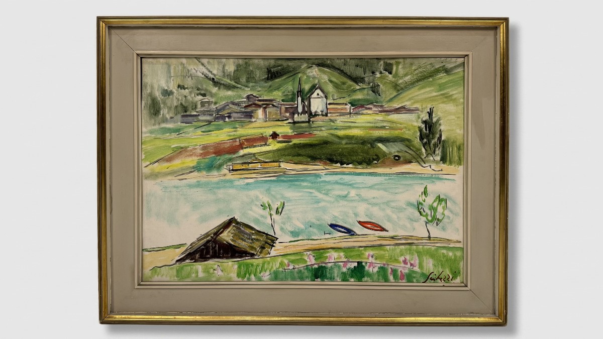 Seibezzi Fioravante Landscape With Stream And Village