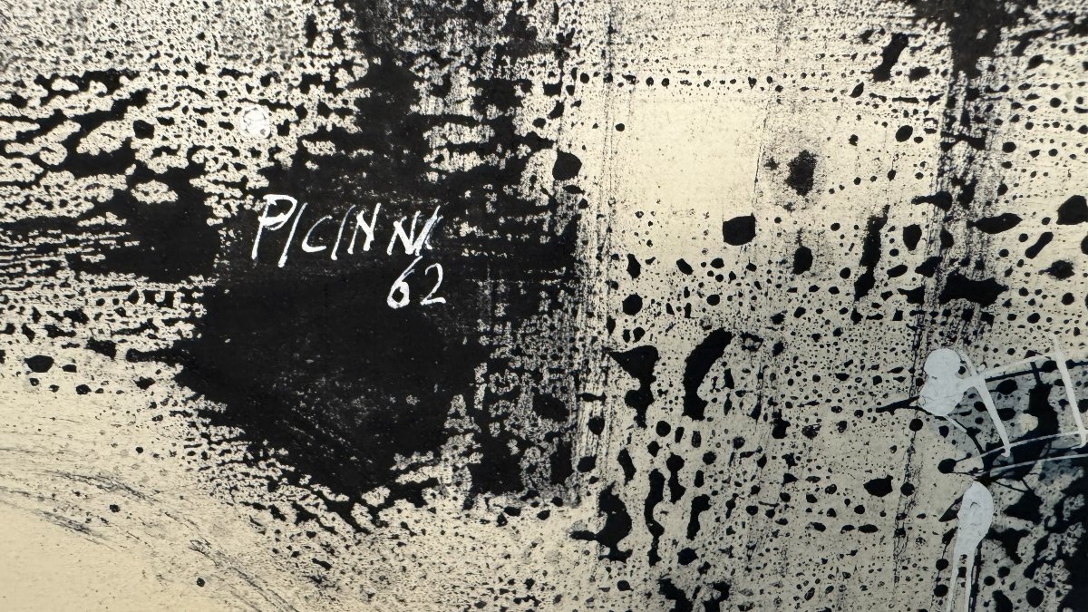 Picinni Gennaro,  Nature morte à la bouteille et à la bougie, 1962-photo-3