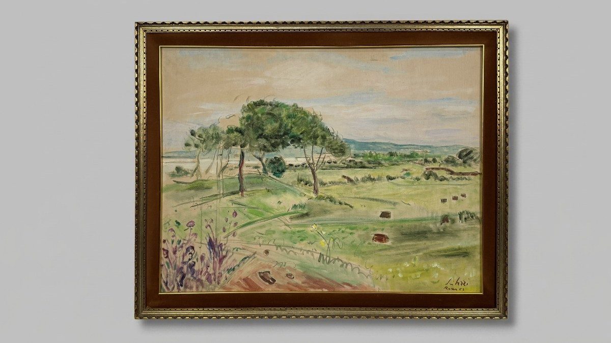 Seibezzi Fioravante, Paysage champêtre avec arbres, 1953
