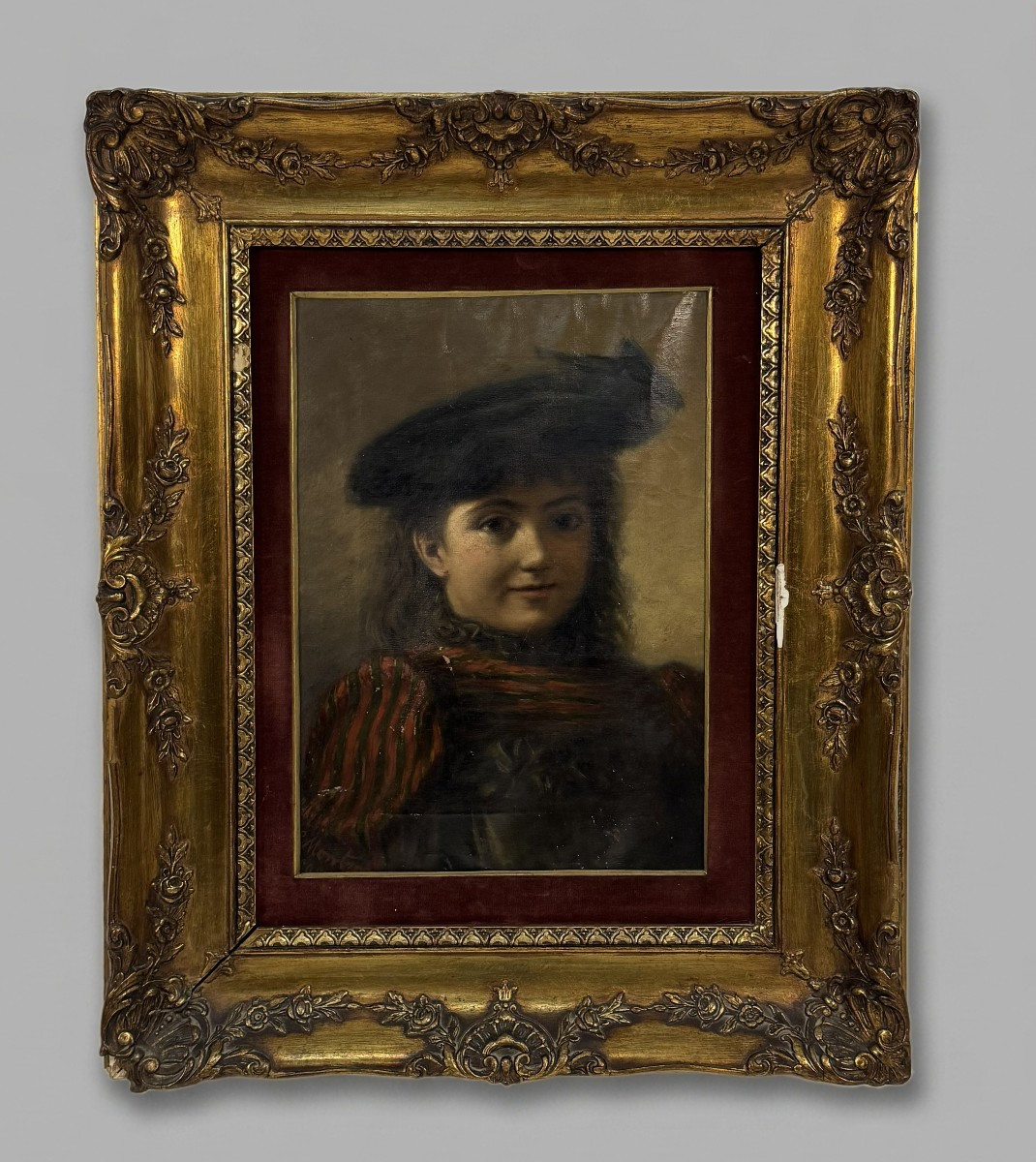 Anonyme 19ème siècle Portrait d'une petite fille au chapeau, 1895