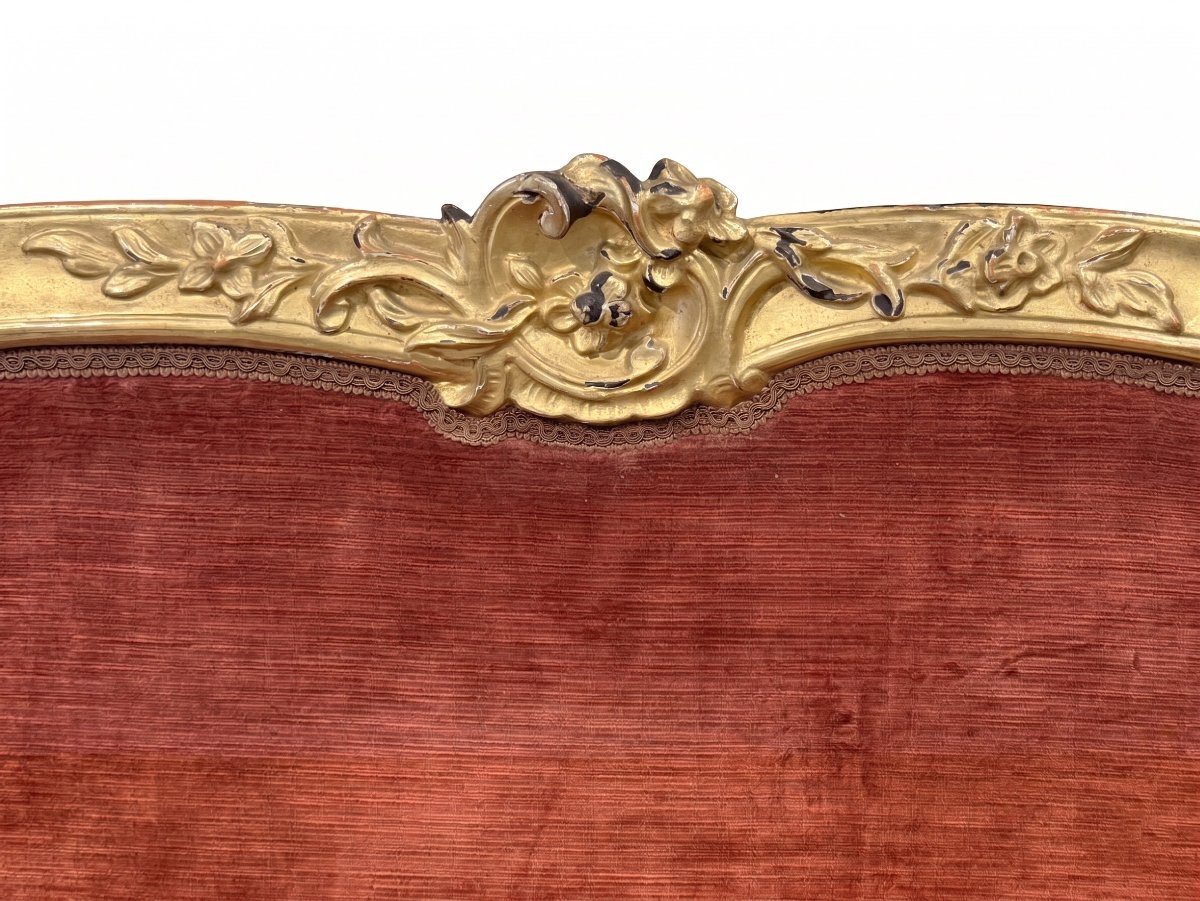 Sofa With Carved And Gilded Wooden Arms, Lombardy, 18th Century-photo-3