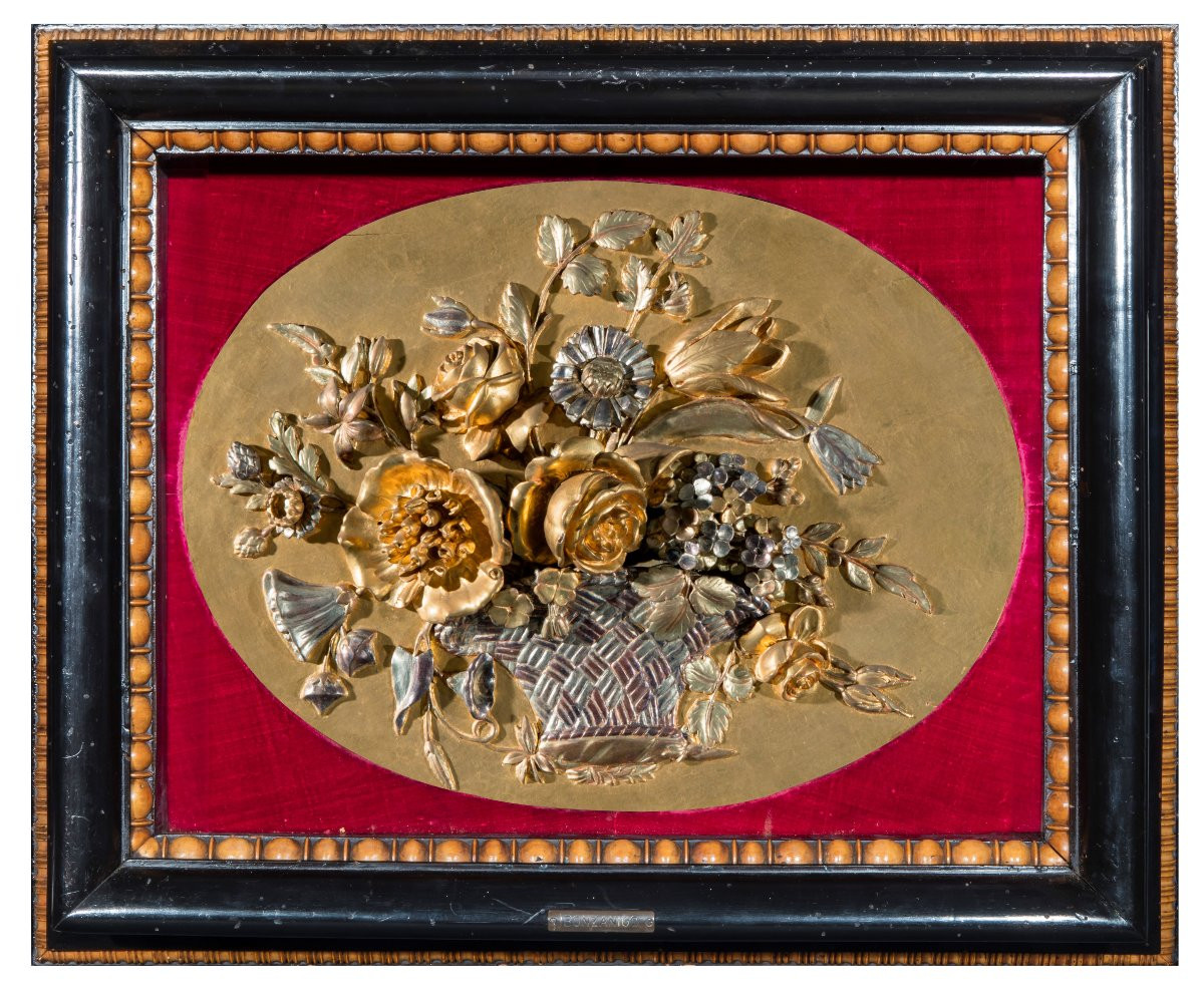 Four Carved, Inlaid, And Gilded Wooden Panels, Piedmont, Early 19th Century-photo-3