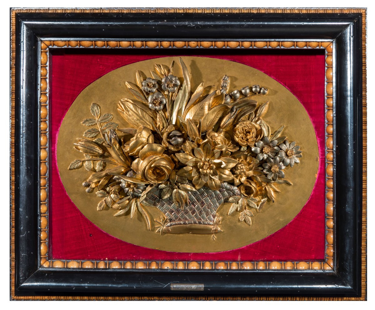 Four Carved, Inlaid, And Gilded Wooden Panels, Piedmont, Early 19th Century