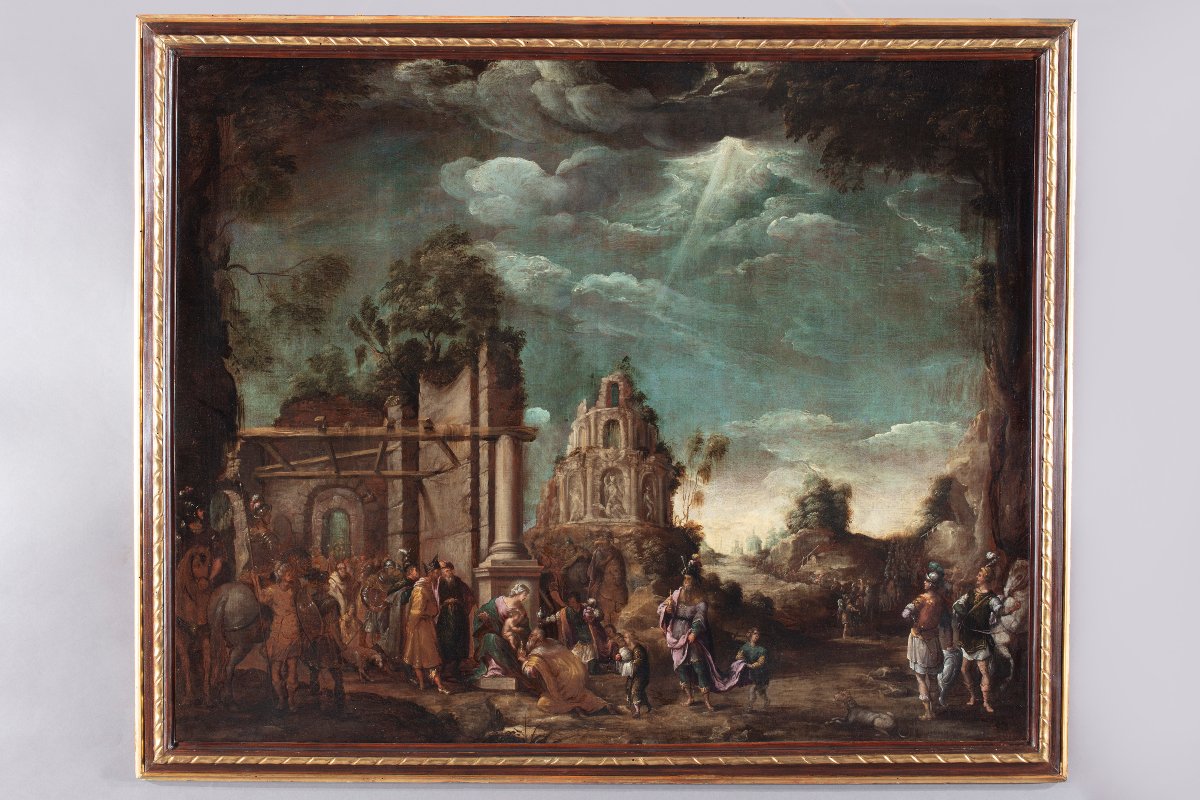 Domenico Carpinoni  "Adoration des mages parmi les ruines classiques"