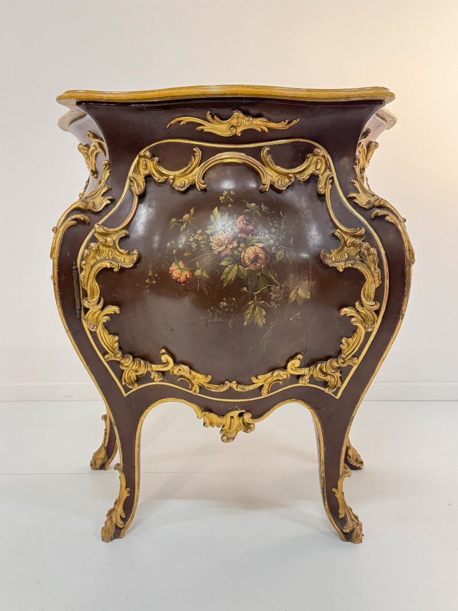 Lacquered And Gilded Sideboard, 20th Century, In 18th-century Style-photo-2
