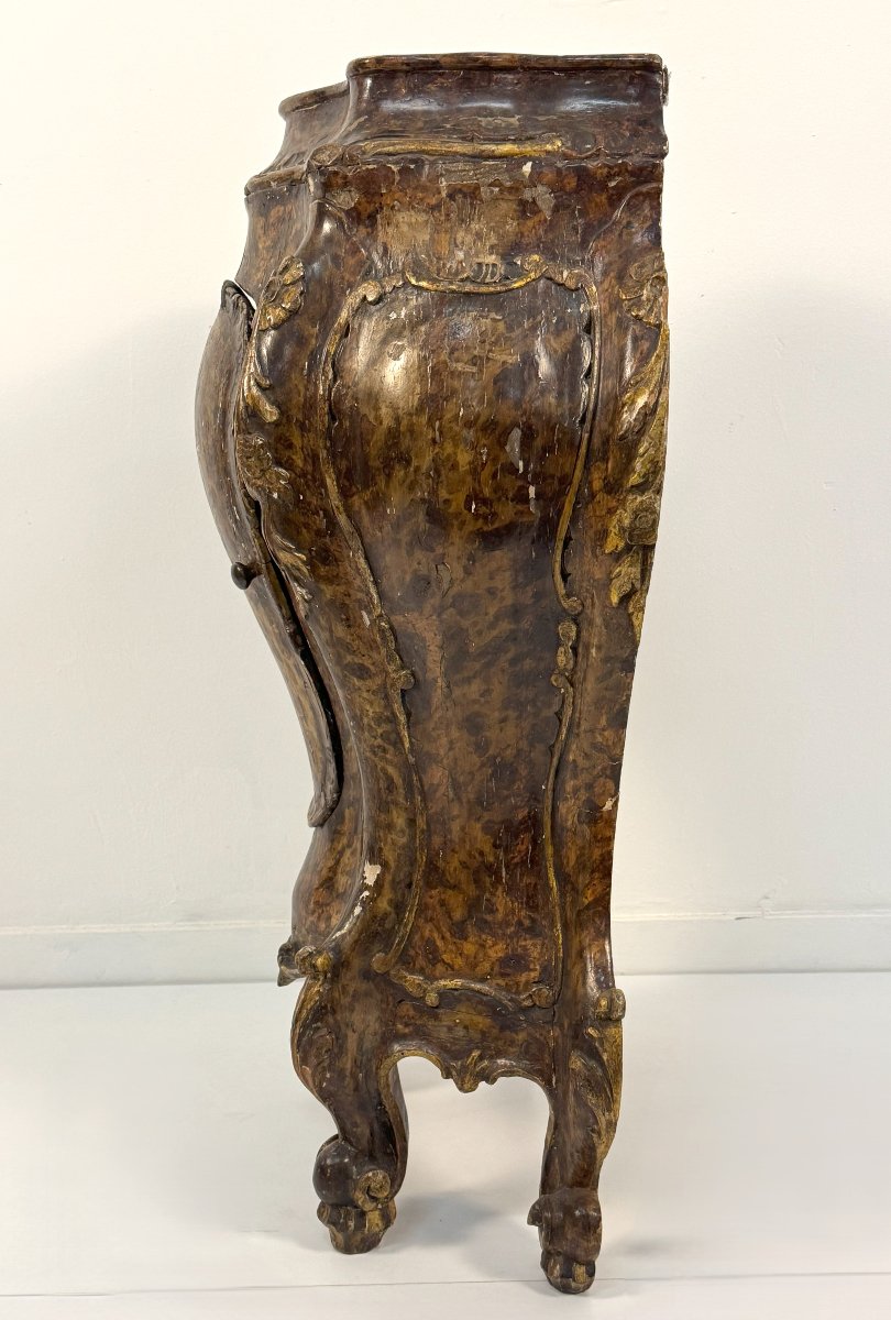 Lacquered Wooden Nightstand, Venice, 19th Century-photo-3