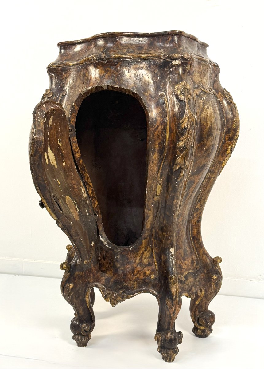 Lacquered Wooden Nightstand, Venice, 19th Century-photo-2