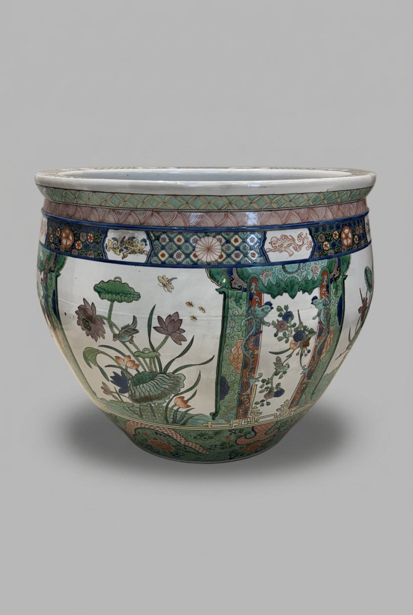 Aquarium en porcelaine polychrome, Famille Verte, Samson, Paris, XIXe siècle-photo-4