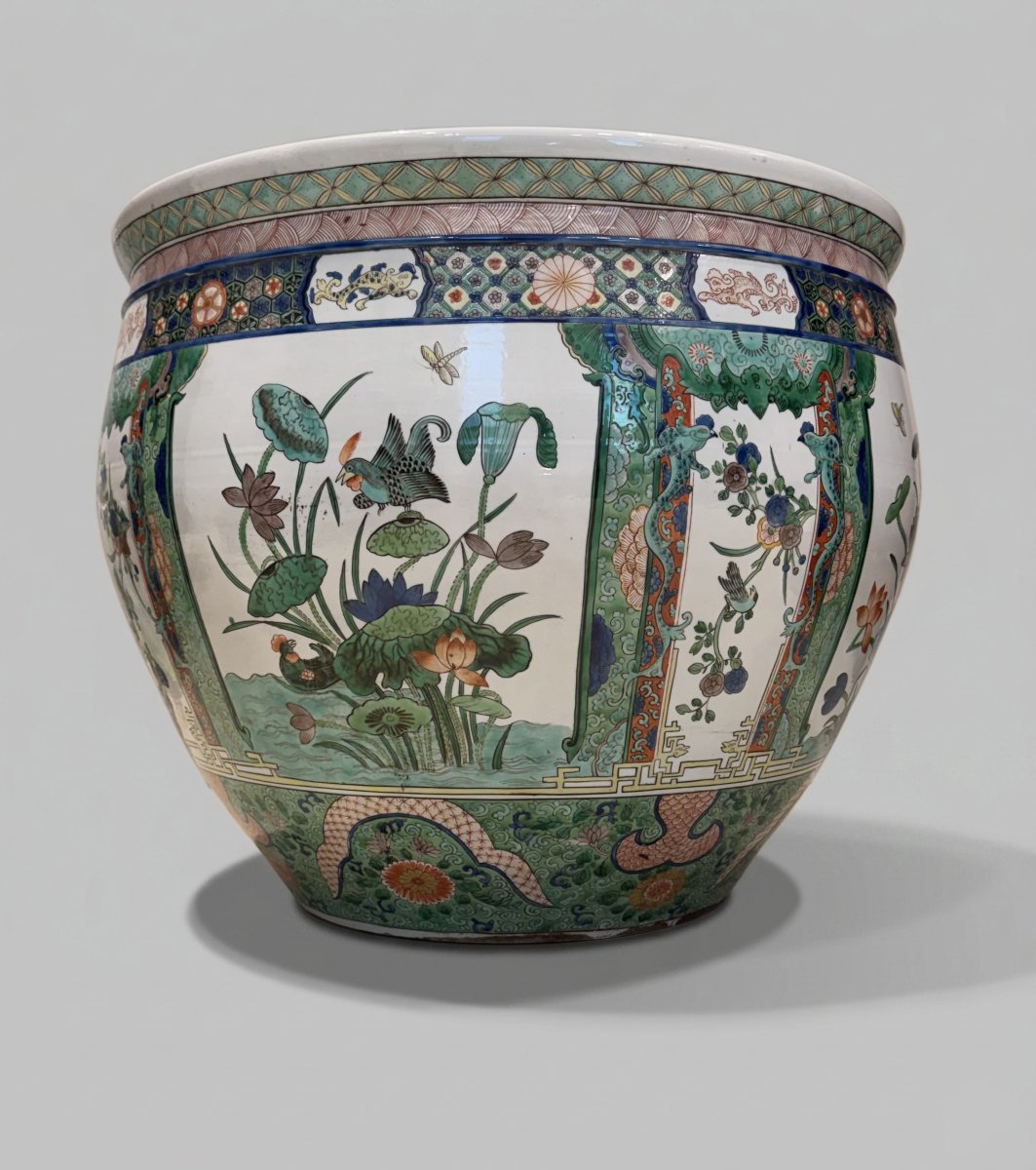 Aquarium en porcelaine polychrome, Famille Verte, Samson, Paris, XIXe siècle