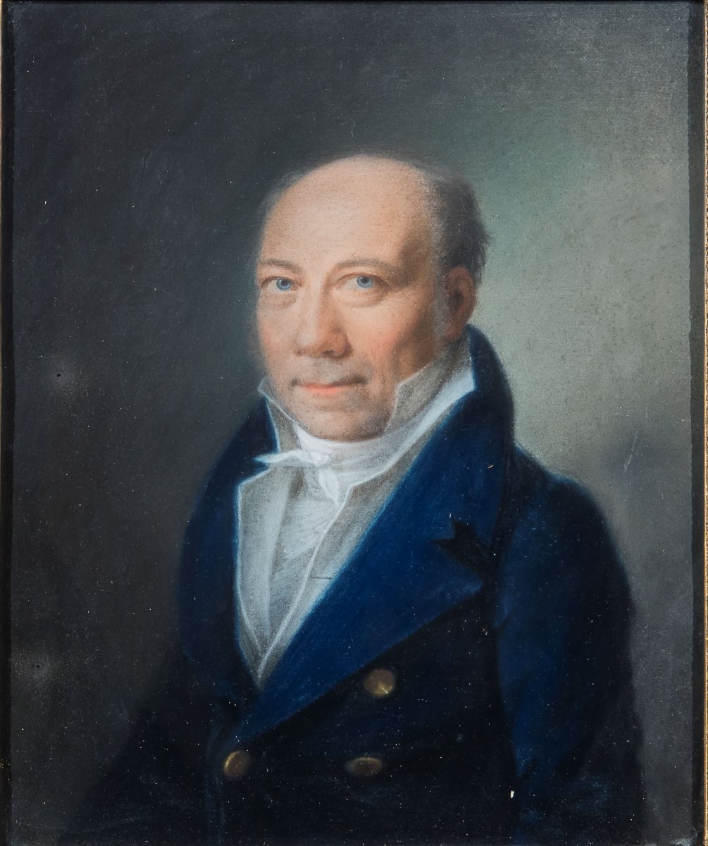 Peintre du début du XIXème siècle, "Portrait de gentilhomme" -photo-3