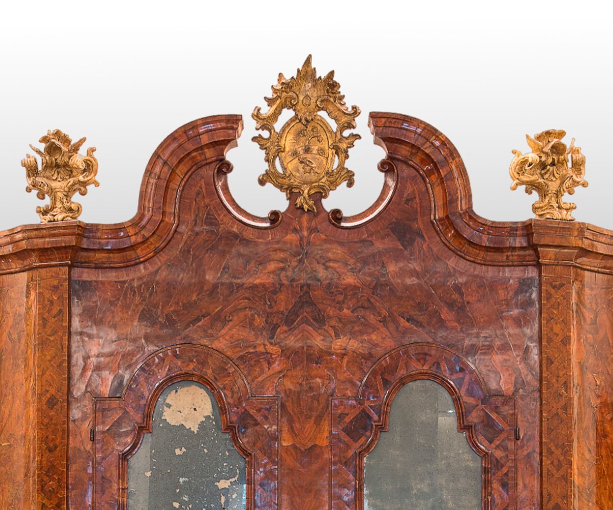 Large Venetian Trumeau With Burl Wood Inlay, 18th Century-photo-2