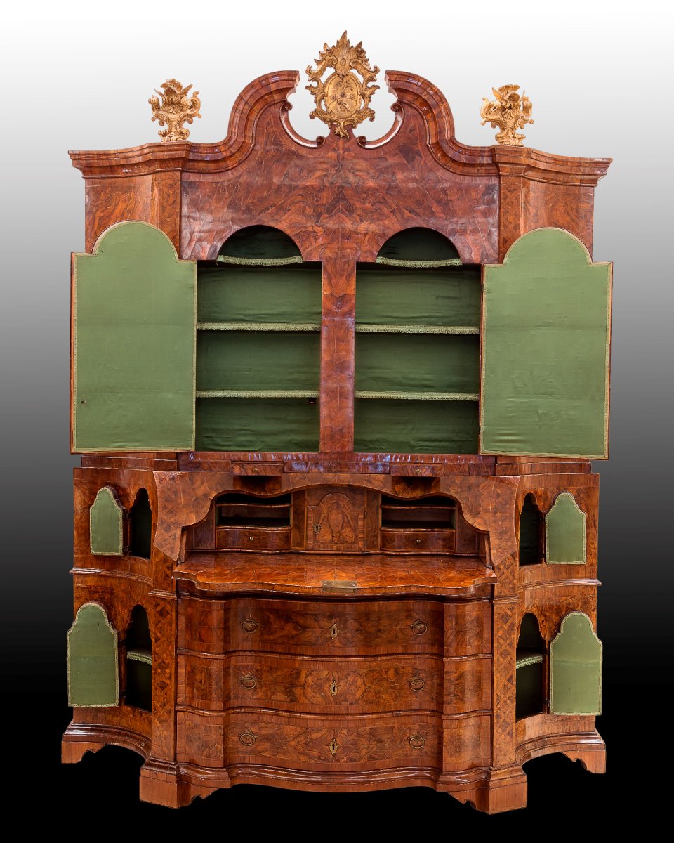 Large Venetian Trumeau With Burl Wood Inlay, 18th Century-photo-3