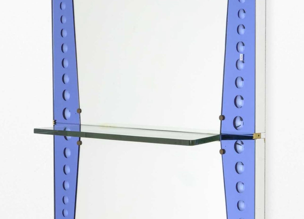 Miroir avec étagère, Italie, vers 1960, production "Cristal Art"-photo-2