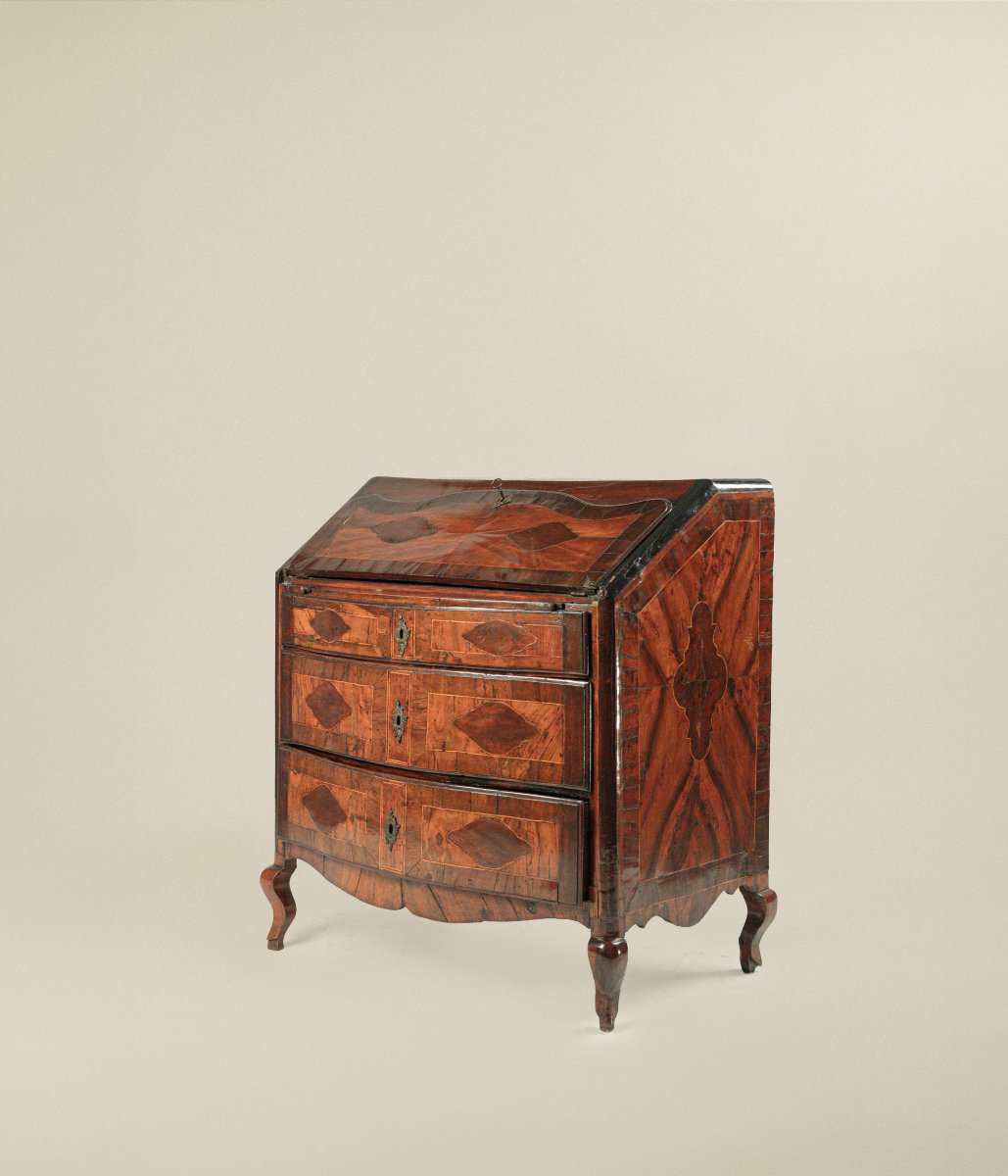 Commode à abattant en placage de noyer et bruyère de noyer, Piémont, XVIIIe siècle-photo-2