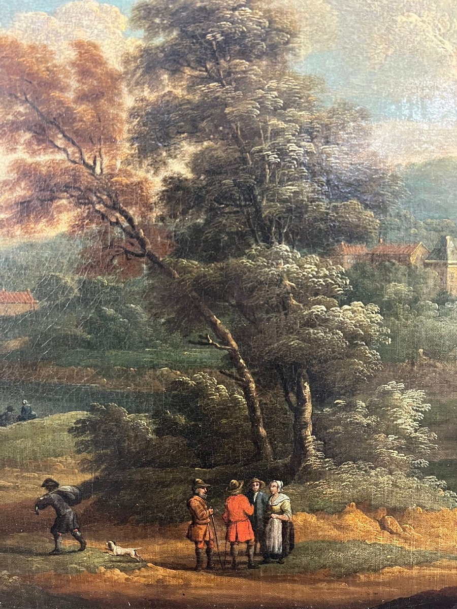 Anonymous, 18th Century,  A) B) "landscape With Figures"-photo-1