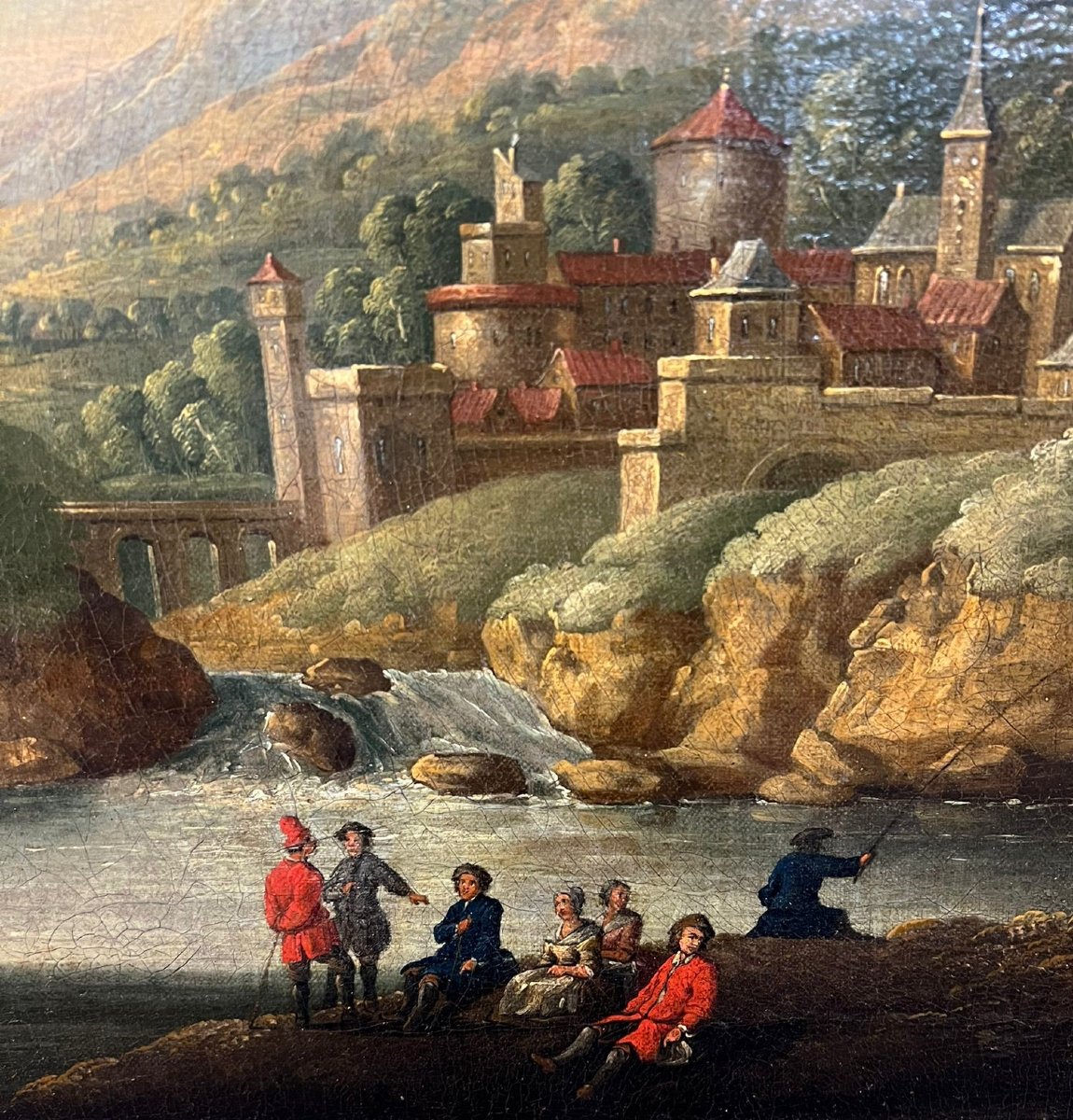 Anonymous, 18th Century,  A) B) "landscape With Figures"-photo-3