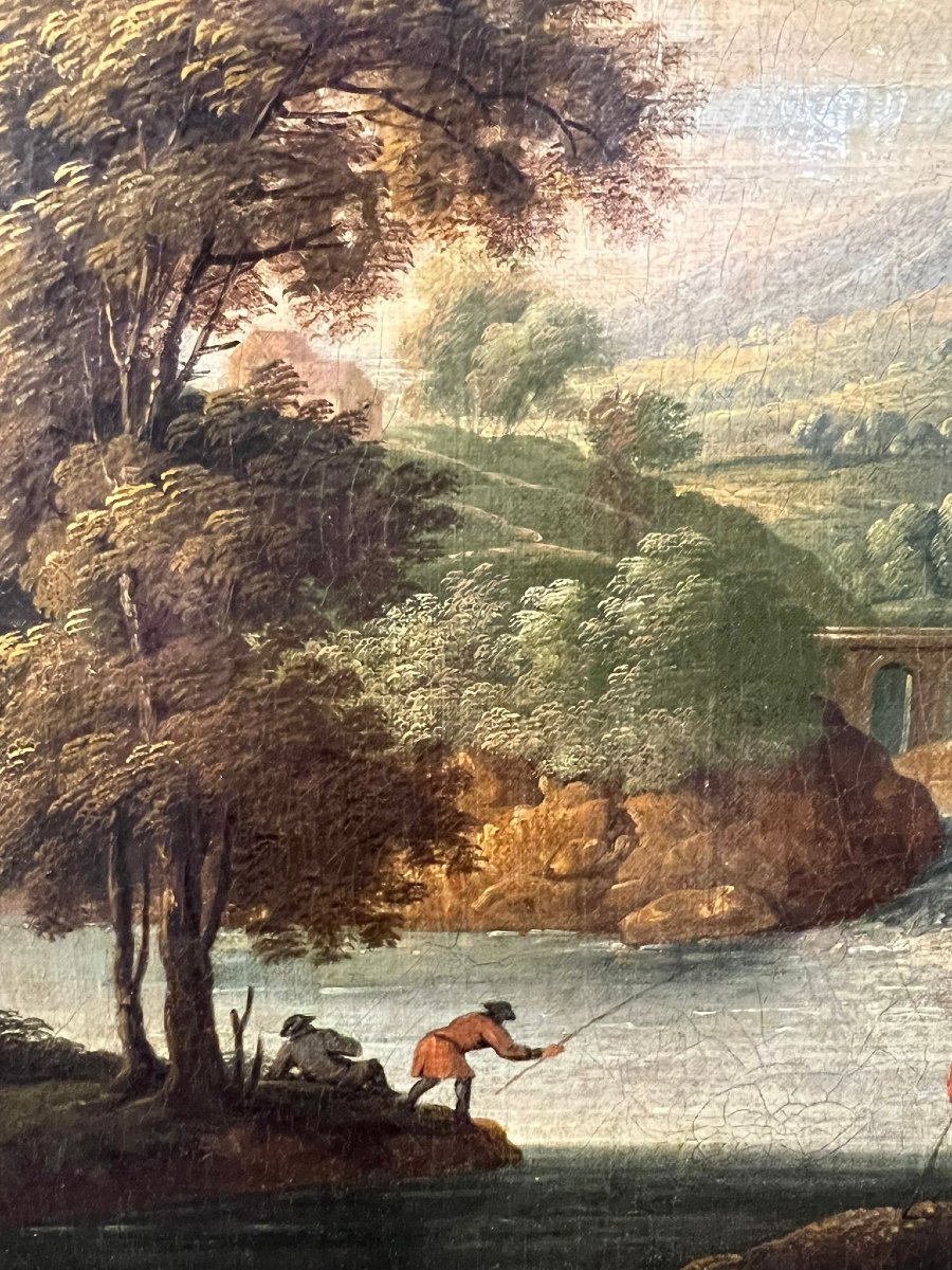 Anonymous, 18th Century,  A) B) "landscape With Figures"-photo-5