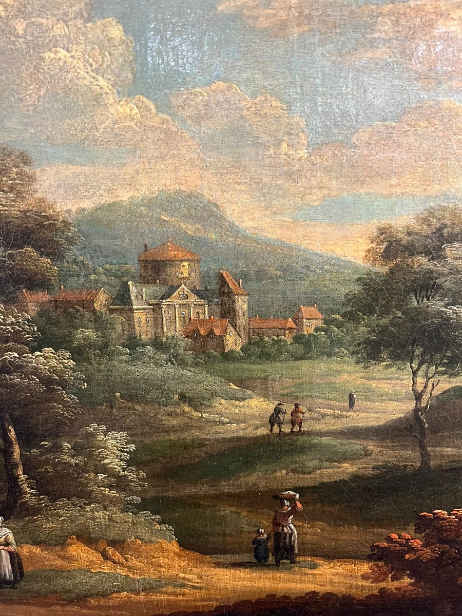 Anonymous, 18th Century,  A) B) "landscape With Figures"-photo-6