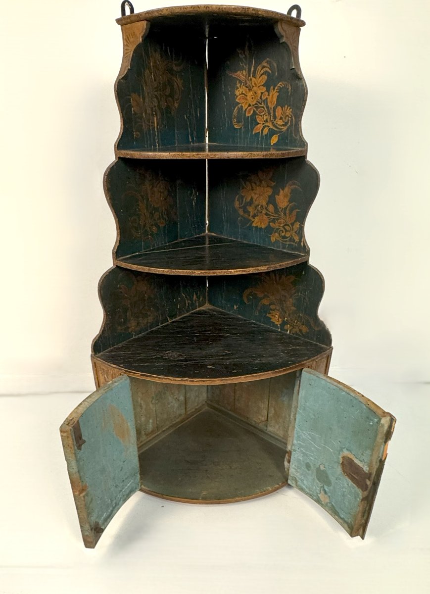 Wall-mounted Corner Cabinet, Piedmont, 18th Century-photo-4