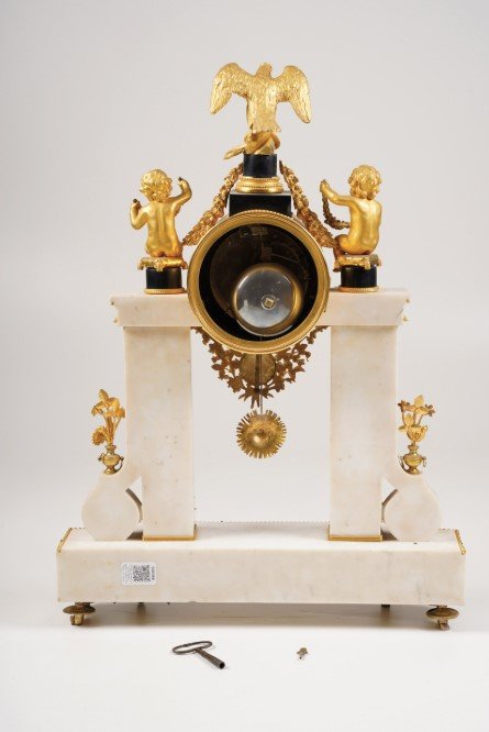 Pendule de table en bronze doré et marbre, Le Blond Fils, Paris, XIXe siècle-photo-3