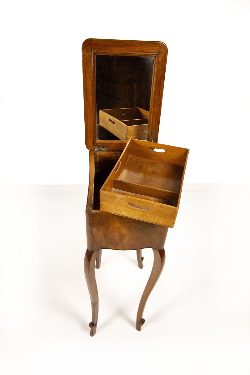 Petite coiffeuse en placage de noyer, fin du XIXe siècle-photo-3