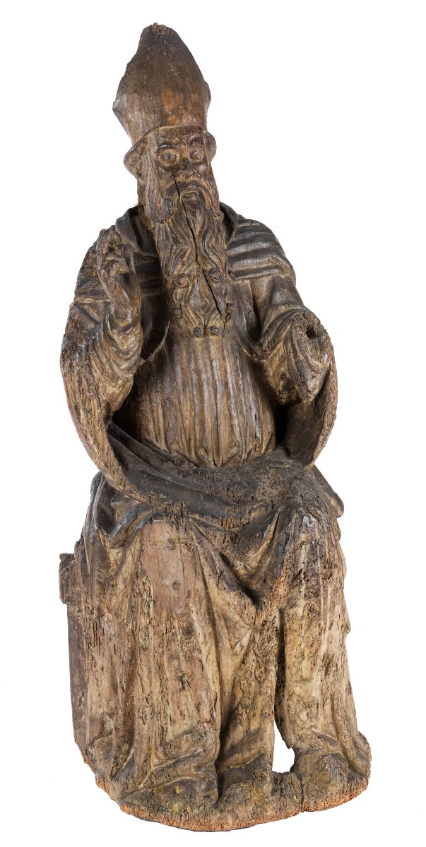 17th-century Sculptures, A Wooden Sculpture Depicting The "blessing Bishop"